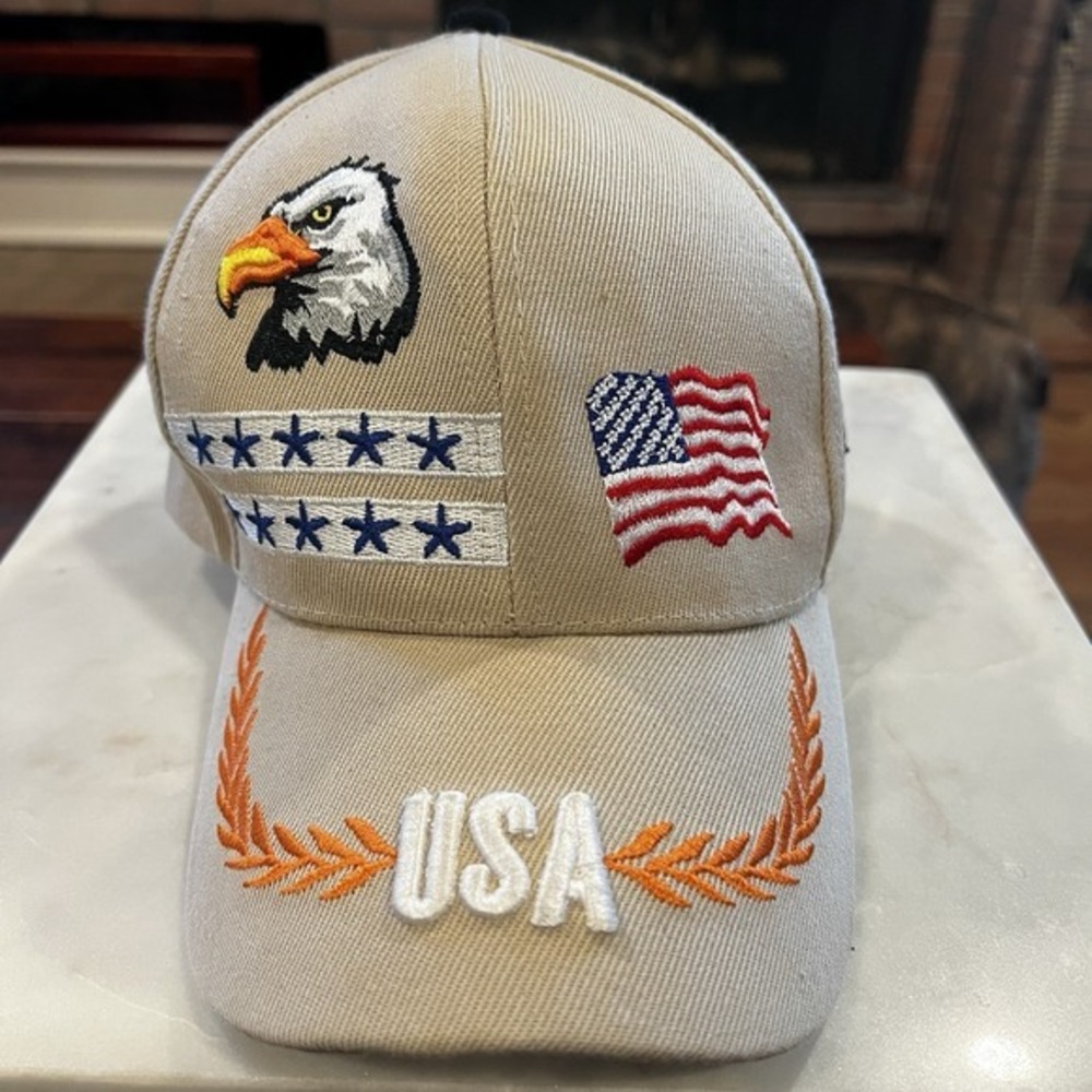 USA Baseball Cap Bald Eagle American Flag Stars Embroidered Hat Adjustable‎